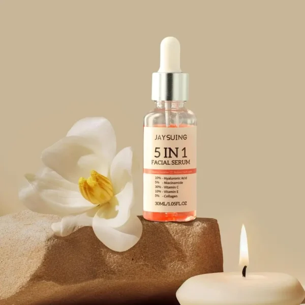 5 In 1 Jaysuing Professional Facial Serum - Divine Youth: Vitamin C, E, Hyaluronic Acid, Niacinamide & Collagen Power for Radiant, Smooth Skin - Image 6