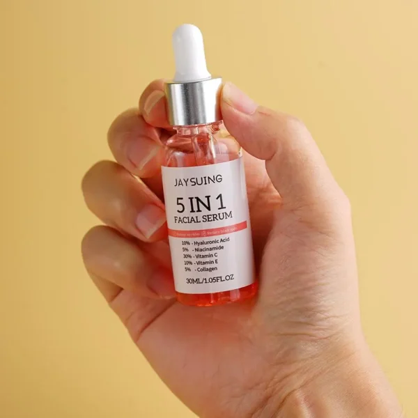 5 In 1 Jaysuing Professional Facial Serum - Divine Youth: Vitamin C, E, Hyaluronic Acid, Niacinamide & Collagen Power for Radiant, Smooth Skin - Image 3
